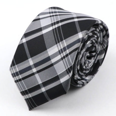 Cravate à Carreaux Noir et Blanc Écossaise