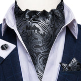 Cravate Ascot Noir et Argent Baroque