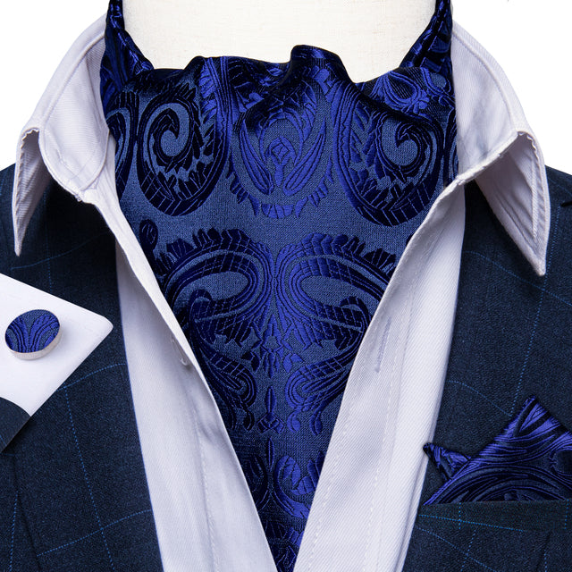 Cravate Ascot Bleu Roi Baroque